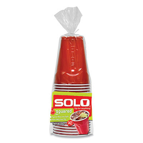 SOLO Squared Plastic Party Cups, 18 oz, Red, 240/Carton (SQ182020004)