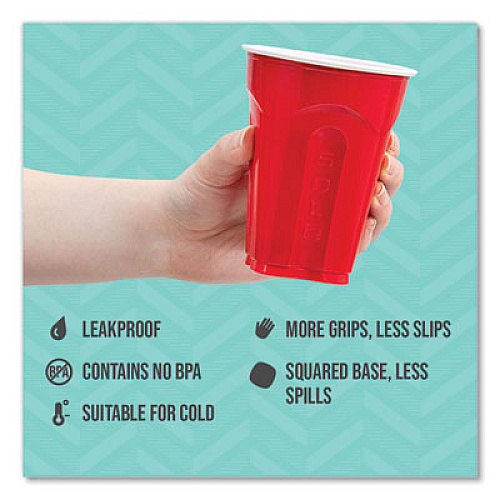 SOLO Squared Plastic Party Cups, 18 oz, Red, 240/Carton (SQ182020004)
