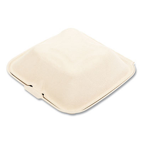 Boardwalk Bagasse PFAS-Free Food Containers, 6 x 6 x 3.19, Tan, Sugarcane, 500/Carton (HINGE66NPFA)