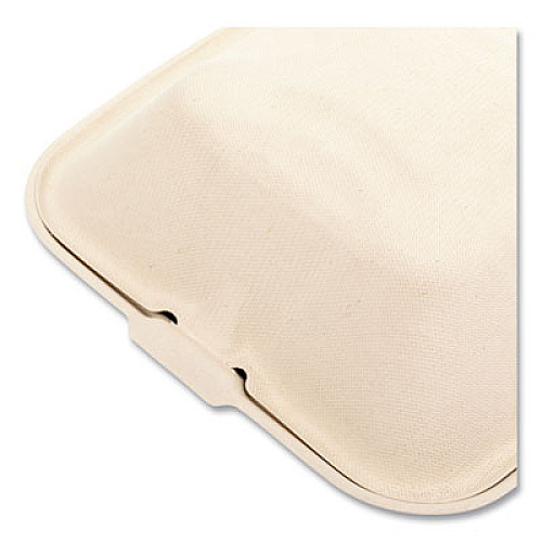 Boardwalk Bagasse PFAS-Free Food Containers, 6 x 6 x 3.19, Tan, Sugarcane, 500/Carton (HINGE66NPFA)