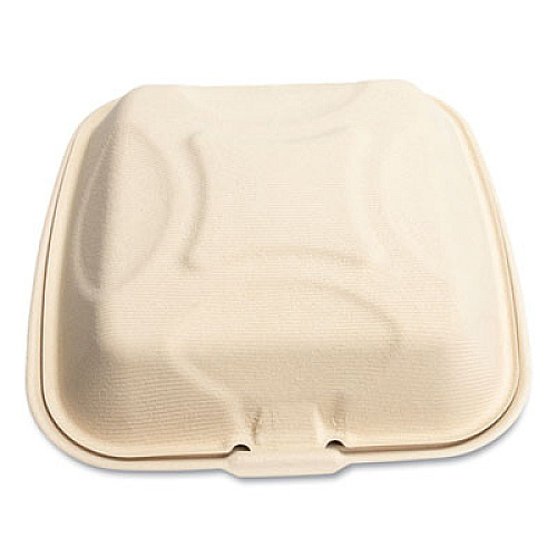 Boardwalk Bagasse PFAS-Free Food Containers, 9 x 9 x 3.19, Tan, Sugarcane, 100/Sleeve, 2 Sleeves/Carton (HNGE991CNPFA)