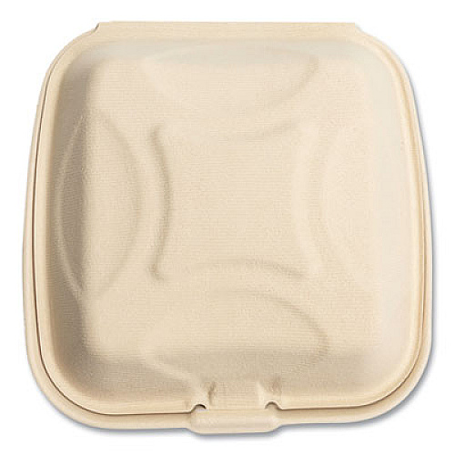 Boardwalk Bagasse PFAS-Free Food Containers, 9 x 9 x 3.19, Tan, Sugarcane, 100/Sleeve, 2 Sleeves/Carton (HNGE991CNPFA)