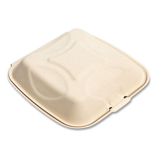 Boardwalk Bagasse PFAS-Free Food Containers, 9 x 9 x 3.19, Tan, Sugarcane, 100/Sleeve, 2 Sleeves/Carton (HNGE991CNPFA)