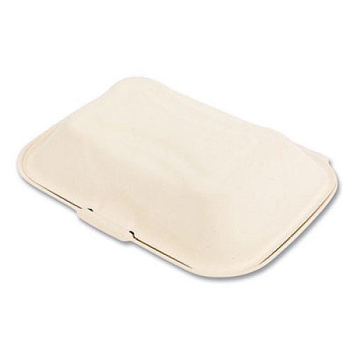 Boardwalk Bagasse PFAS-Free Food Containers, Hoagie/Hinged Lid, 6 x 3 x 9, Tan, Sugarcane, 250/Carton (HINGE96NPFA)