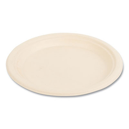 Boardwalk Bagasse PFAS-Free Dinnerware, Plate, Sugarcane, 9" dia, Tan, 500/Carton (PLATE9NPFA)