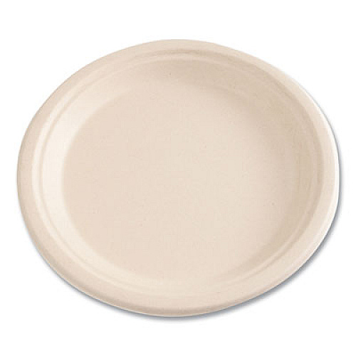 Boardwalk Bagasse PFAS-Free Dinnerware, Plate, Sugarcane, 9" dia, Tan, 500/Carton (PLATE9NPFA)