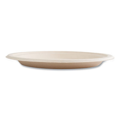 Boardwalk Bagasse PFAS-Free Dinnerware, Plate, Sugarcane, 9" dia, Tan, 500/Carton (PLATE9NPFA)