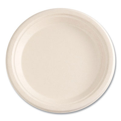 Boardwalk Bagasse PFAS-Free Dinnerware, Plate, Sugarcane, 9" dia, Tan, 500/Carton (PLATE9NPFA)