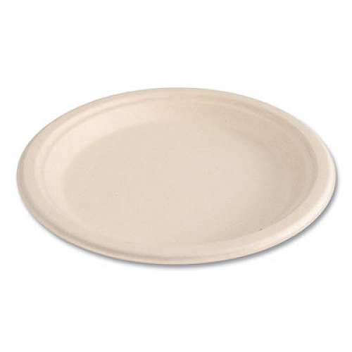 Boardwalk Bagasse PFAS-Free Dinnerware, Plate, Sugarcane, 9" dia, Tan, 500/Carton (PLATE9NPFA)