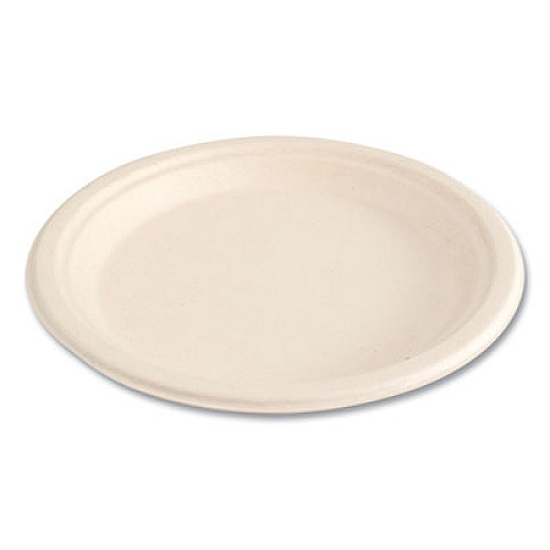 Boardwalk Bagasse PFAS-Free Dinnerware, Plate, Sugarcane, 9" dia, Tan, 500/Carton (PLATE9NPFA)