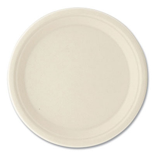 Boardwalk Bagasse PFAS-Free Dinnerware, Plate, Sugarcane, 10" dia, Tan, 500/Carton (PLATE10NPFA)