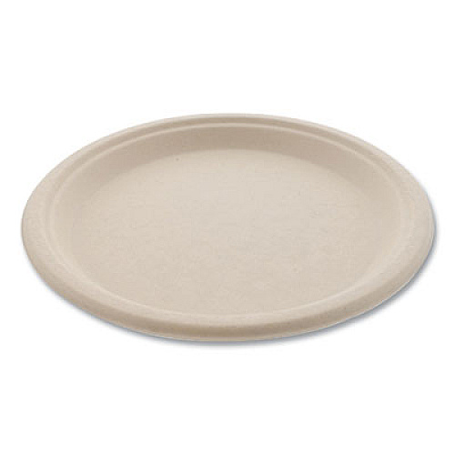 Boardwalk Bagasse PFAS-Free Dinnerware, Plate, Sugarcane, 10" dia, Tan, 500/Carton (PLATE10NPFA)