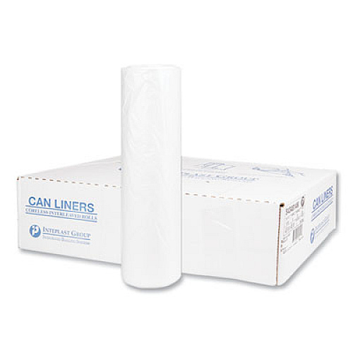 Inteplast Group High-Density Commercial Can Liners, 56 gal, 14 mic, 43" x 48", Natural, Interleaved Roll, 25 Bags/Roll, 8 Rolls/Carton (S434814N)