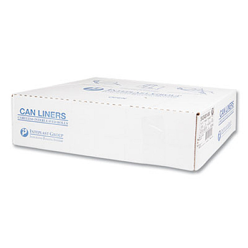 Inteplast Group High-Density Commercial Can Liners, 56 gal, 14 mic, 43" x 48", Natural, Interleaved Roll, 25 Bags/Roll, 8 Rolls/Carton (S434814N)