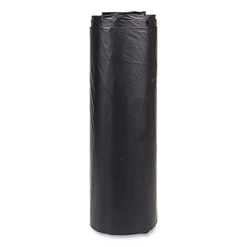 Inteplast Group High-Density Commercial Can Liners, 56 gal, 22 mic, 43" x 48", Black, Interleaved Roll, 25 Bags/Roll, 6 Rolls/Carton (S434822K)