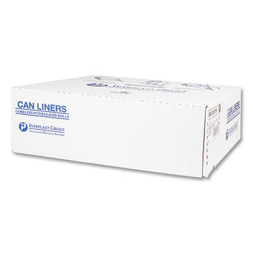 Inteplast Group High-Density Commercial Can Liners, 56 gal, 22 mic, 43" x 48", Black, Interleaved Roll, 25 Bags/Roll, 6 Rolls/Carton (S434822K)