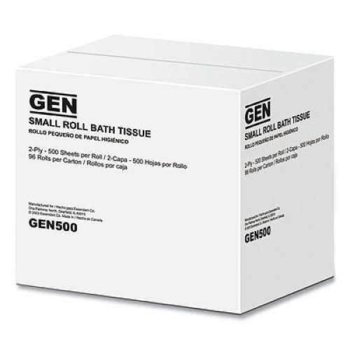 GEN Bath Tissue, Septic Safe, 2 Ply, White, 500 Sheets/Roll, 96 Rolls/Carton