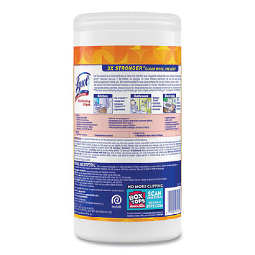 LYSOL Brand Disinfecting Wipes, 1-Ply, 7 x 7.25, Mango and Hibiscus, White, 80 Wipes/Canister (97181EA)