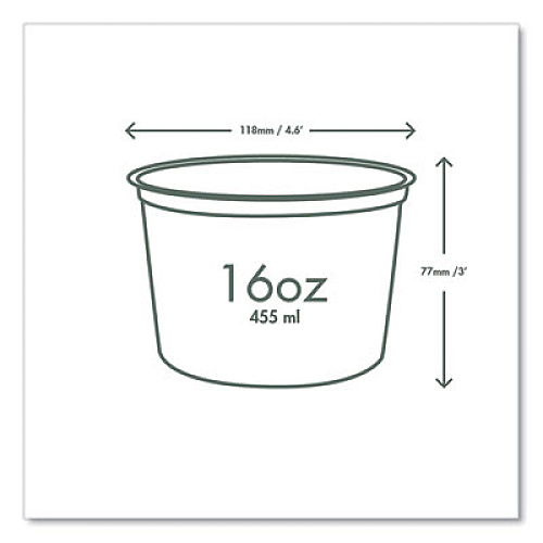 Vegware Round Deli Pots, Compostable, 16 oz, 4.6 Diameter x 3" h, Clear, Plastic, 500/Carton (CFDC16)