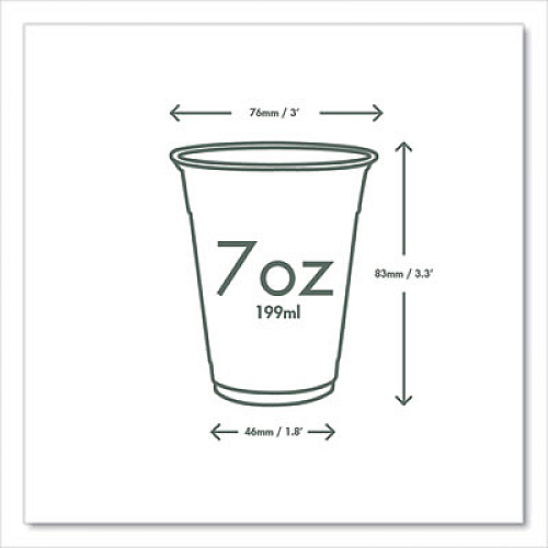 Vegware 76-Series Cold Cup, 7 oz, Plastic, Clear/Green, 1,000/Carton (R200G)