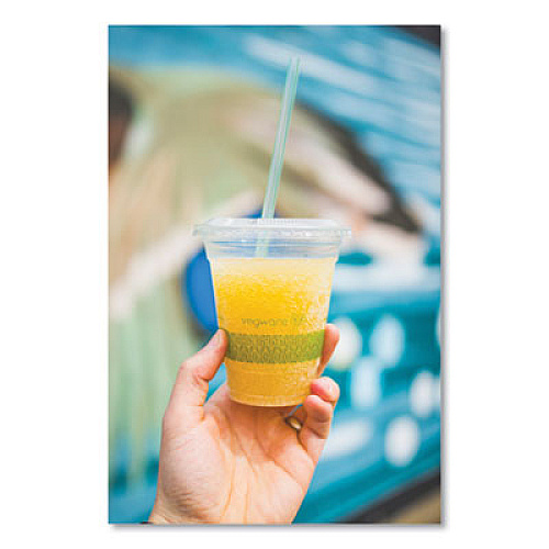 Vegware 96-Series Cold Cup, 12 oz, Plastic, Clear/Green, 1,000/Carton (R360YG)