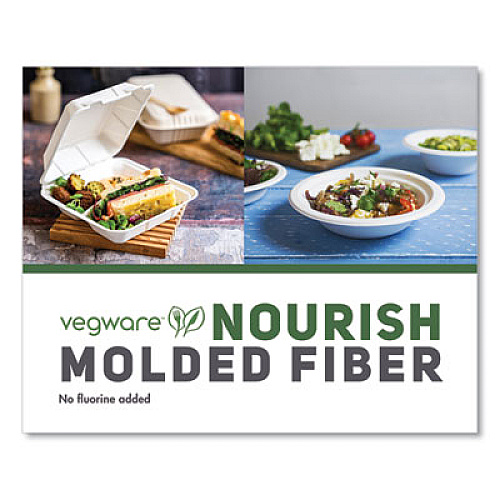 Vegware Nourish Molded Fiber Takeout Containers, Compostable, 7.9 x 7.9 x 2.9, White, Sugarcane, 200/Carton (VWHC81NFA)