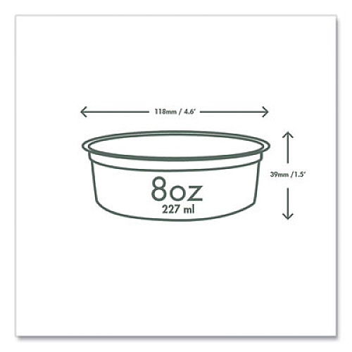 Vegware Round Deli Pots, Compostable, 8 oz, 4.6" Diameter x 1.5" h, Clear, Plastic, 500/Carton (CFDC08)