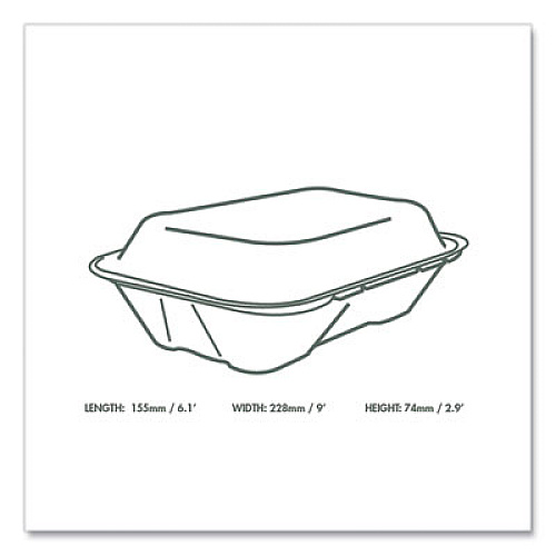 Vegware Nourish Molded Fiber Takeout Containers, Compostable, 6.1 x 9 x 2.9, Natural, Sugarcane, 200/Carton (VWHC96NFA)