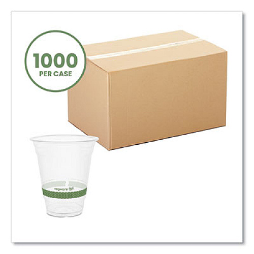 Vegware 96-Series Cold Cup, 12 oz, Plastic, Clear/Green, 1,000/Carton (R360YG)