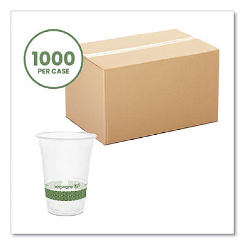 Vegware 96-Series Cold Cup, 16 oz, Plastic, Clear/Green, 1,000/Carton (R500YG)