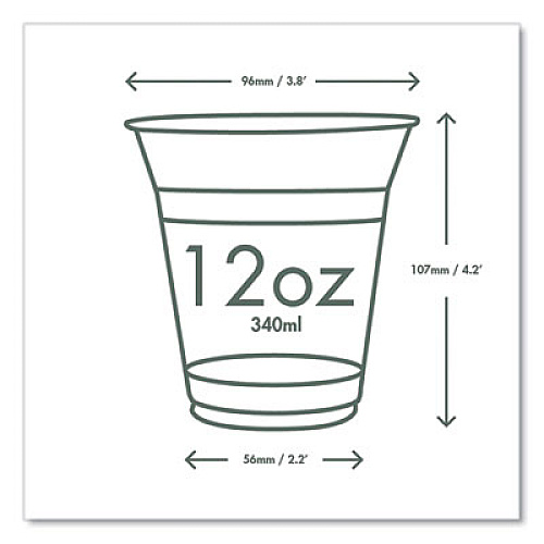 Vegware 96-Series Cold Cup, 12 oz, Plastic, Clear/Green, 1,000/Carton (R360YG)