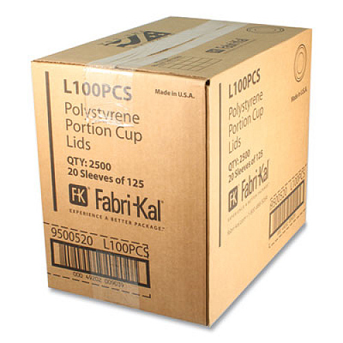Fabri-Kal Portion Cup Lids, Fits 1 oz Squat Portion Cups, Plastic, Clear, 125/Sleeve, 20 Sleeves/Carton (L100PCS)