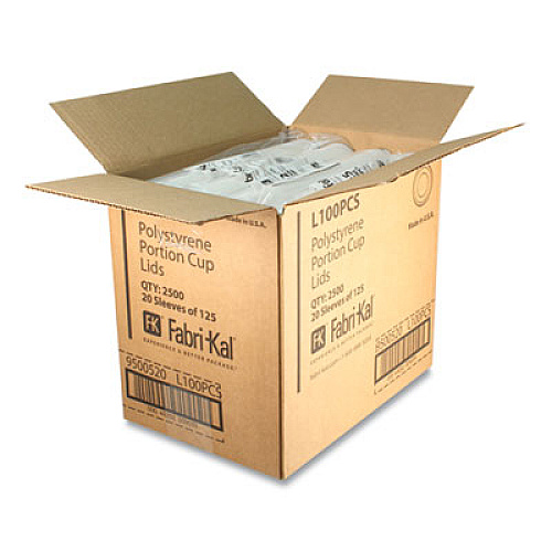 Fabri-Kal Portion Cup Lids, Fits 1 oz Squat Portion Cups, Plastic, Clear, 125/Sleeve, 20 Sleeves/Carton (L100PCS)