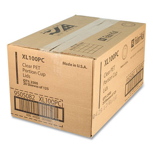 Fabri-Kal Portion Cup Lids, Fits 0.75 oz to 1 oz Portion Cups, Plastic, Clear, 2,500/Carton (XL100PC)