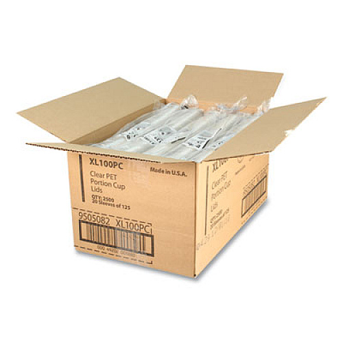 Fabri-Kal Portion Cup Lids, Fits 0.75 oz to 1 oz Portion Cups, Plastic, Clear, 2,500/Carton (XL100PC)