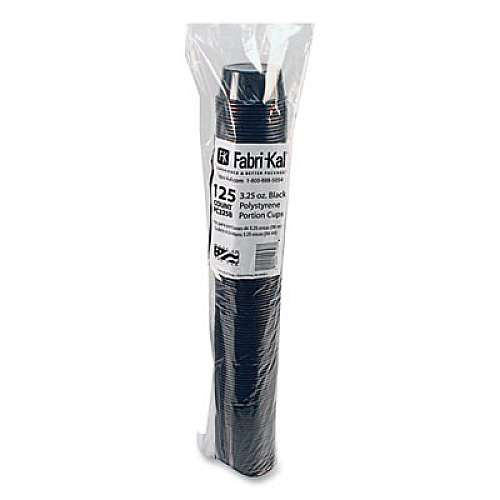 Fabri-Kal Portion Cups, 3.25 oz, Plastic, Black, 125/Sleeve, 20 Sleeves/Carton (PC325B)
