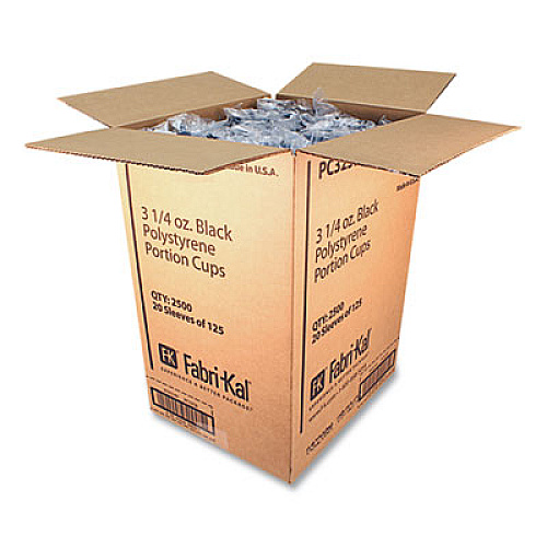 Fabri-Kal Portion Cups, 3.25 oz, Plastic, Black, 125/Sleeve, 20 Sleeves/Carton (PC325B)