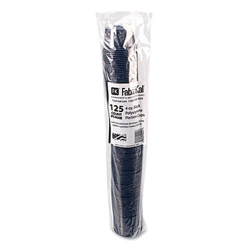 Fabri-Kal Portion Cups, 4 oz, Plastic, Black, 125/Sleeve, 20 Sleeves/Carton (PC400B)