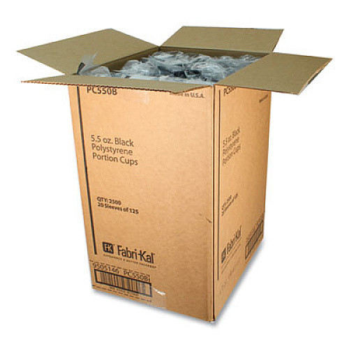 Fabri-Kal Portion Cups, 5.5 oz, Plastic, Black, 125/Sleeve, 20 Sleeves/Carton (PC550B)