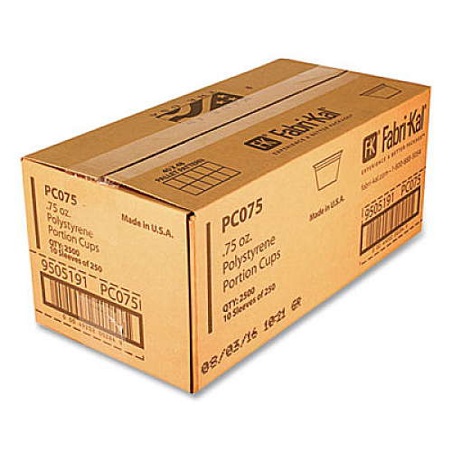 Fabri-Kal Portion Cups, 0.75 oz, Plastic, Translucent, 125/Sleeve, 20 Sleeve/Carton (PC075)