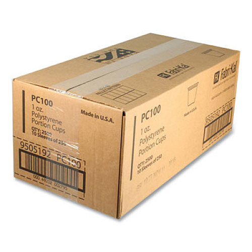 Fabri-Kal Portion Cups, 1 oz, Plastic, Translucent, 250/Sleeve, 10 Sleeves/Carton (PC100)