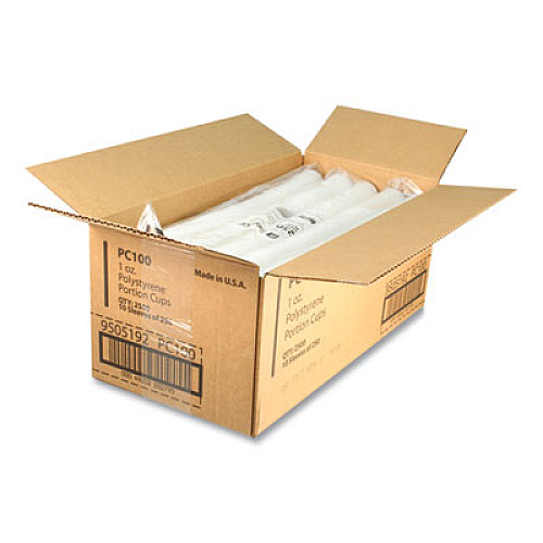 Fabri-Kal Portion Cups, 1 oz, Plastic, Translucent, 250/Sleeve, 10 Sleeves/Carton (PC100)