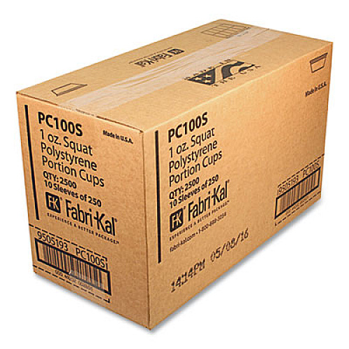 Fabri-Kal Portion Cups, Squat, 1 oz, Plastic, Translucent, 125/Sleeve, 20 Sleeve/Carton (PC100S)