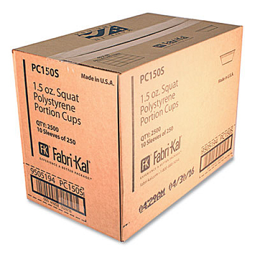 Fabri-Kal Portion Cups, Squat, 1.5 oz, Plastic, Translucent, 125/Sleeve, 20 Sleeve/Carton (PC150S)
