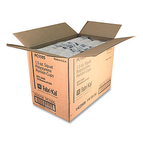 Fabri-Kal Portion Cups, Squat, 1.5 oz, Plastic, Translucent, 125/Sleeve, 20 Sleeve/Carton (PC150S)