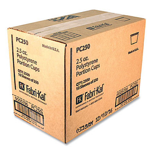 Fabri-Kal Portion Cups, 2.5 oz, Plastic, Translucent, 125/Sleeve, 20 Sleeve/Carton (PC250)