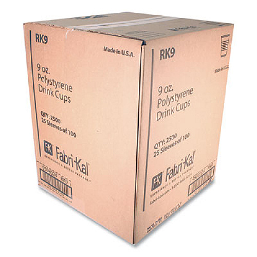 Fabri-Kal RK Ribbed Cold Drink Cups, 9 oz, Plastic, Clear, 100/Sleeve, 25 Sleeves/Carton (RK9)
