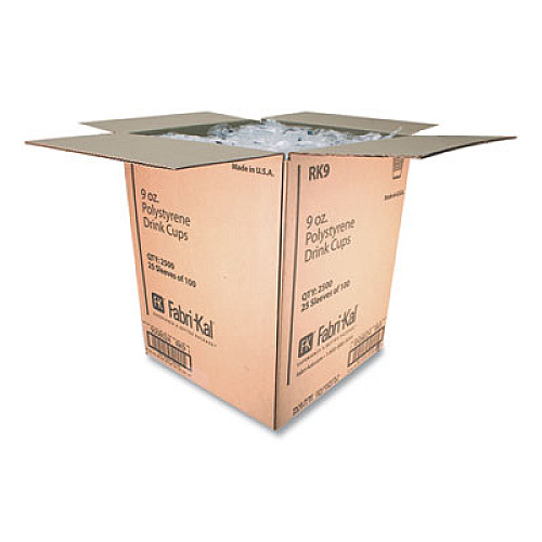 Fabri-Kal RK Ribbed Cold Drink Cups, 9 oz, Plastic, Clear, 100/Sleeve, 25 Sleeves/Carton (RK9)