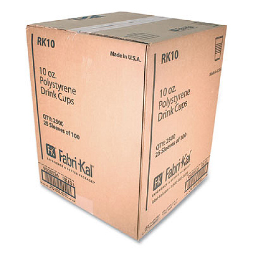 Fabri-Kal RK Ribbed Cold Drink Cups, 10 oz, Plastic, Clear, 100/Sleeve, 25 Sleeves/Carton (RK10)