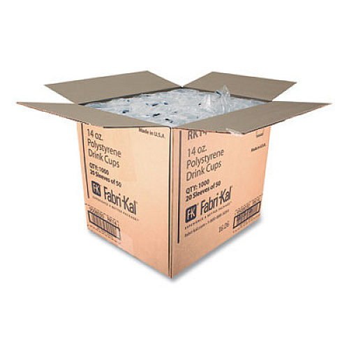 Fabri-Kal RK Ribbed Cold Drink Cups, 14 oz, Plastic, Clear, 50/Sleeve, 20 Sleeves/Carton (RK14)